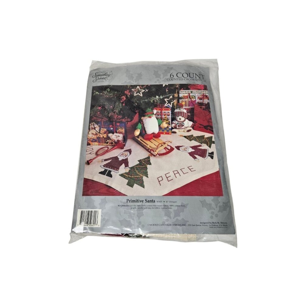 Something Special Primitive Santa Octagon Tree Skirt 6 Count Cross Stitch Kit